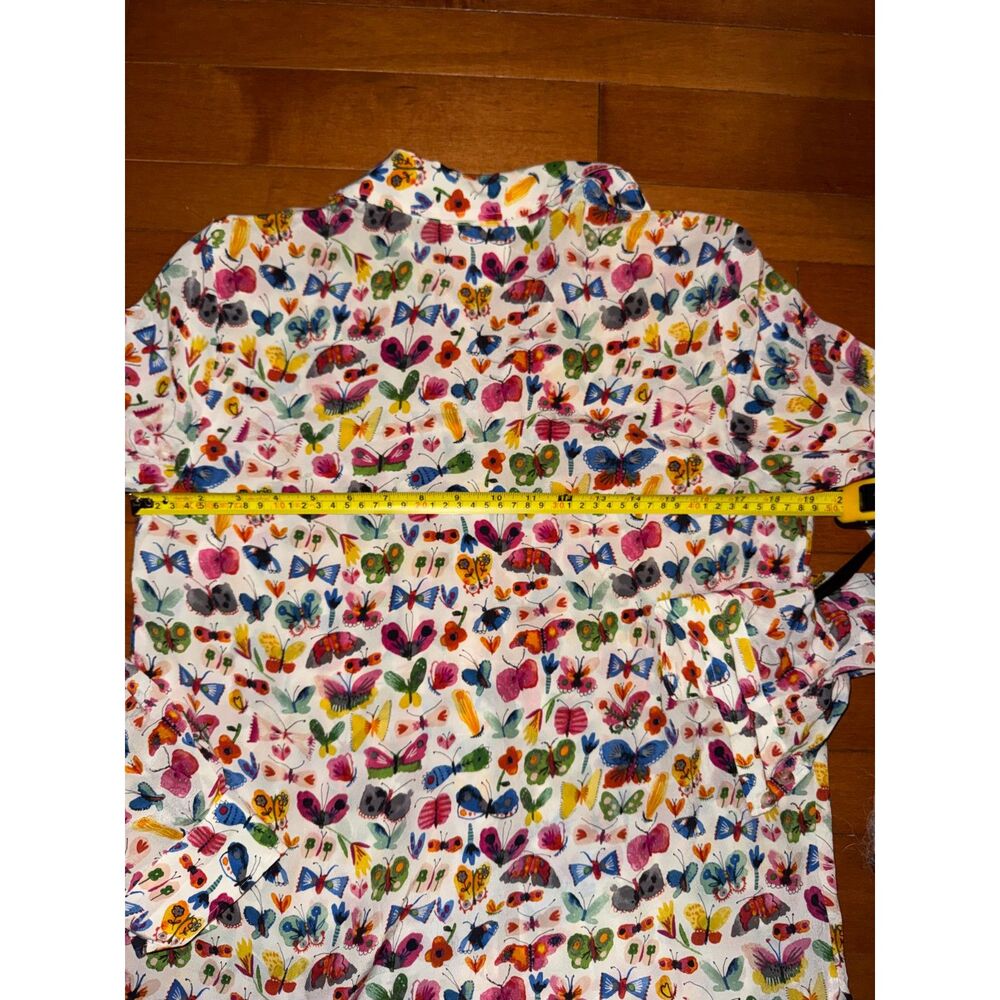 Anthropologie Carolyn Gavin Mariposa Silk Butterfly Blouse 8 Button Up - Picture 6 of 8